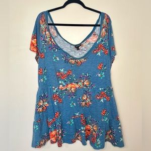 Torrid Blue Floral Tunic Tee
